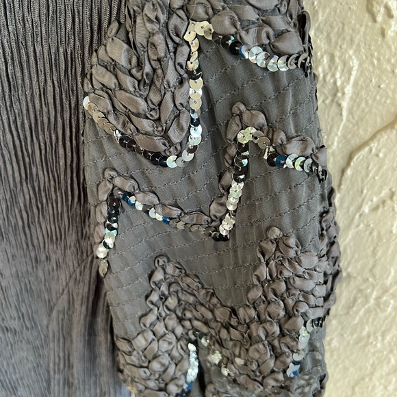 Leslie Fay Black Mini Dress with Sheer Sequin Sleeves - Picture 5 of 9